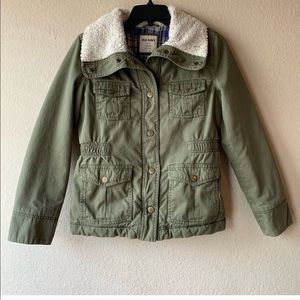 Old navy I Olive utility Fur Collar puffer jacket